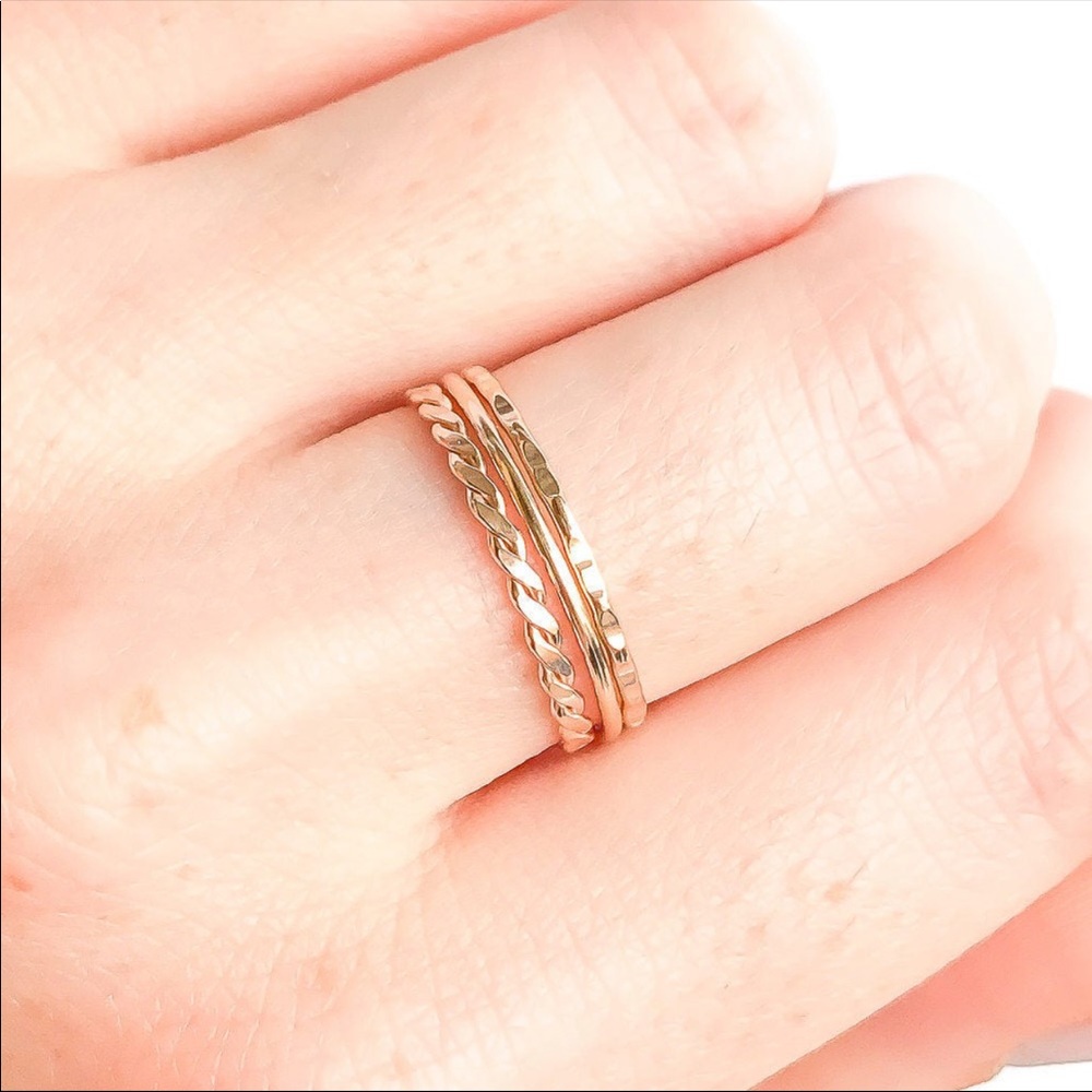 3 thin gold stacking rings